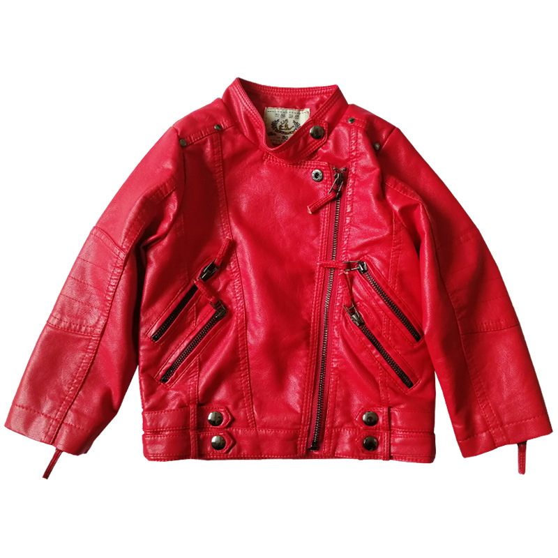 Streetwear Brand Photography - Girls Christmas Red Motorcycle Pu Leather
