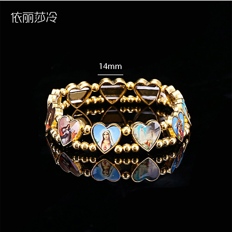 Streetwear Brand Accessories - Catholic Beaded Bracelet Cross Heart Bracelet,