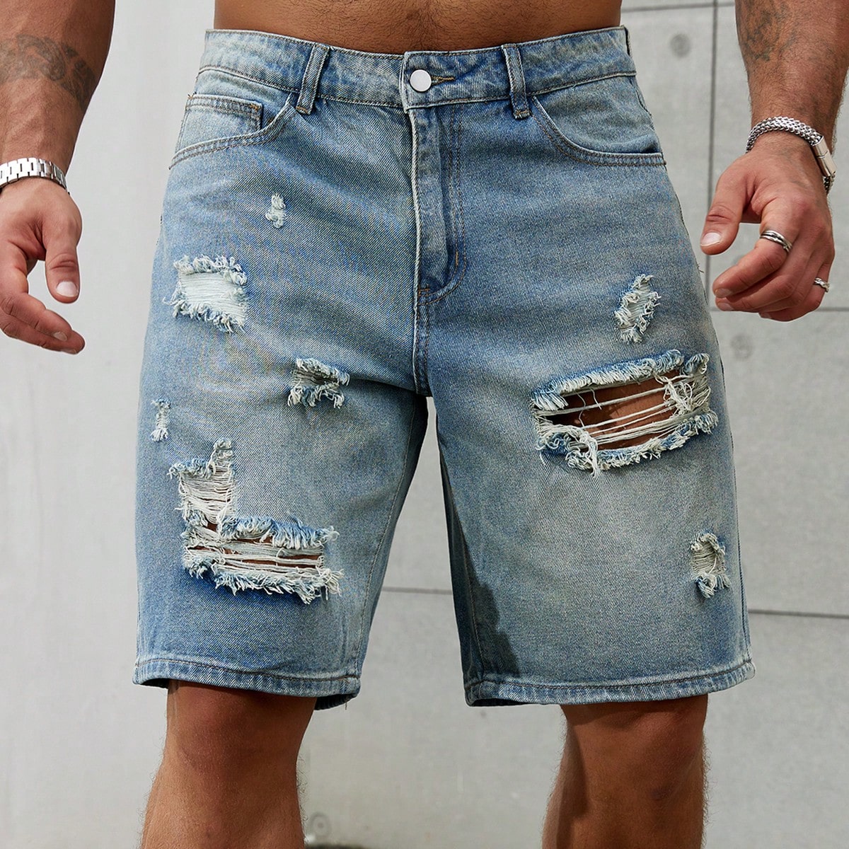 Streetwear Brand Fashion - New Fashion Mens Ripped Short Jeans