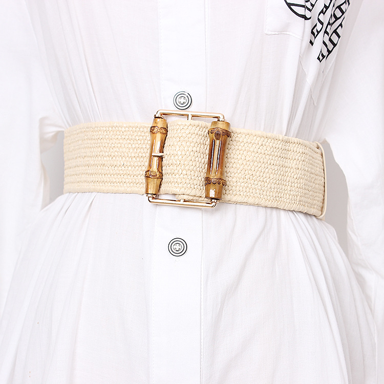 New Elastic Weaving Women's Be - Off White Belt 评论和价格