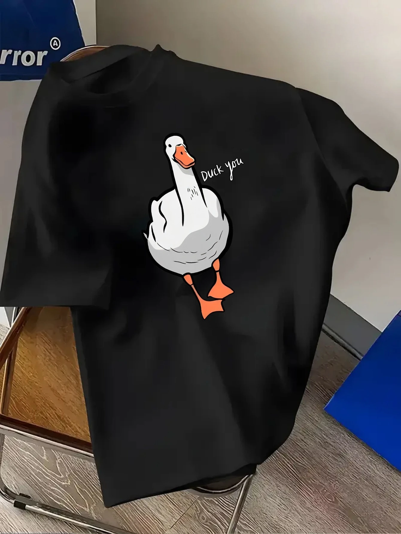 Funny Duck Print Cotton T-shir - Streetwear Brand Fashion 评论和价格