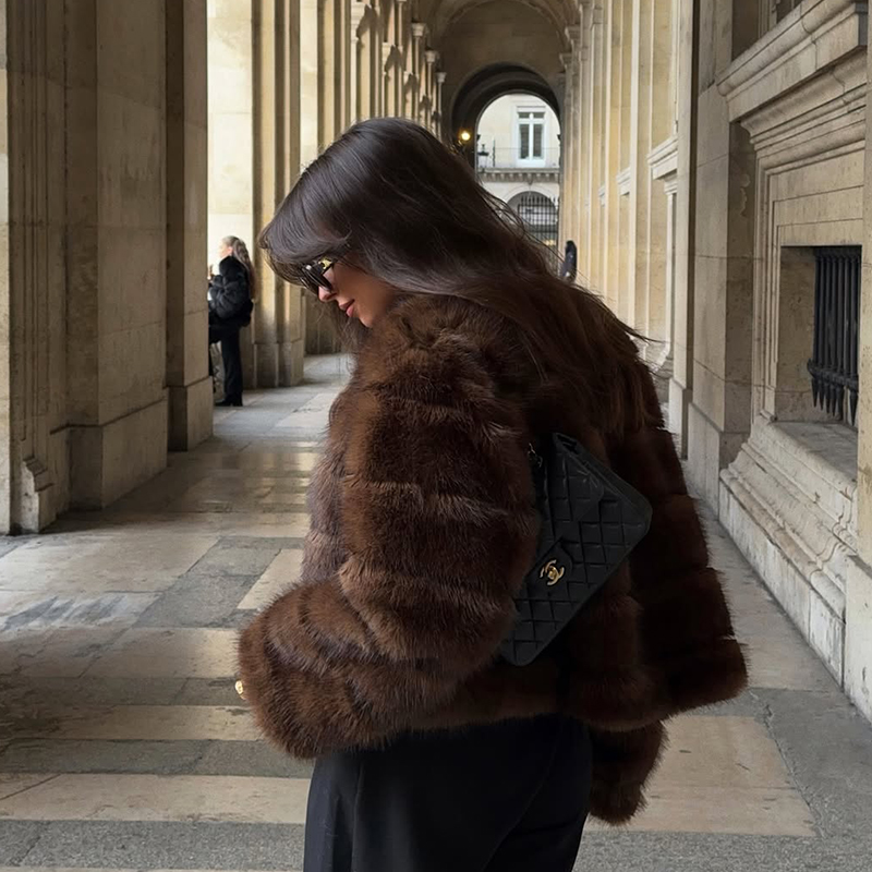 Vintage Brown Patchwork Fur Co - Streetwear Brand Fashion 评论和价格